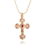 Ornate Byzantine-Style Ruby Cross Pendant | Pendant Only - Image 2