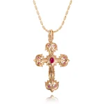 Ornate Byzantine-Style Ruby Cross Pendant | Pendant Only