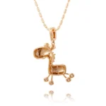 Whimsical Pavé Diamond Zebra Pendant | 18k Yellow Gold Animal Jewelry | Pendant Only - Image 2