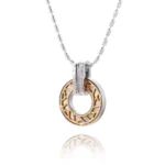Baguette Ruby and Diamond Double Halo Circle Pendant in 18k White Gold(pendant only) - Image 2