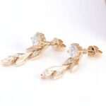 *Rose Gold Vine Convertible Drop Earrings with Moissanite Embellishments - Image 2