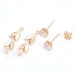 *Rose Gold Vine Convertible Drop Earrings with Moissanite Embellishments - Image 3