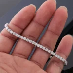 *Timeless Treasur Elegant Round Cut White Gold Moissanite Bracelet - Image 8