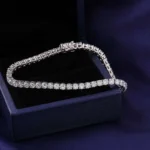 *Timeless Treasur Elegant Round Cut White Gold Moissanite Bracelet - Image 6