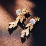 *Rose Gold Vine Convertible Drop Earrings with Moissanite Embellishments - Image 5