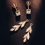*Rose Gold Vine Convertible Drop Earrings with Moissanite Embellishments - Image 6