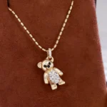1 Carat Oval Lab Diamond Teddy Bear Pendant in 18k Yellow Gold(pendant only) - Image 3