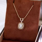 Radiant Cut Lab Diamond Halo Pendant with Rope Frame | Pendant Only - Image 3