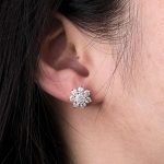 Gorgeous Vintage Style Yellow Gold Moissanite Flower Stud Earrings