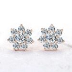 *Gorgeous Vintage Style Yellow Gold Moissanite Flower Stud Earrings