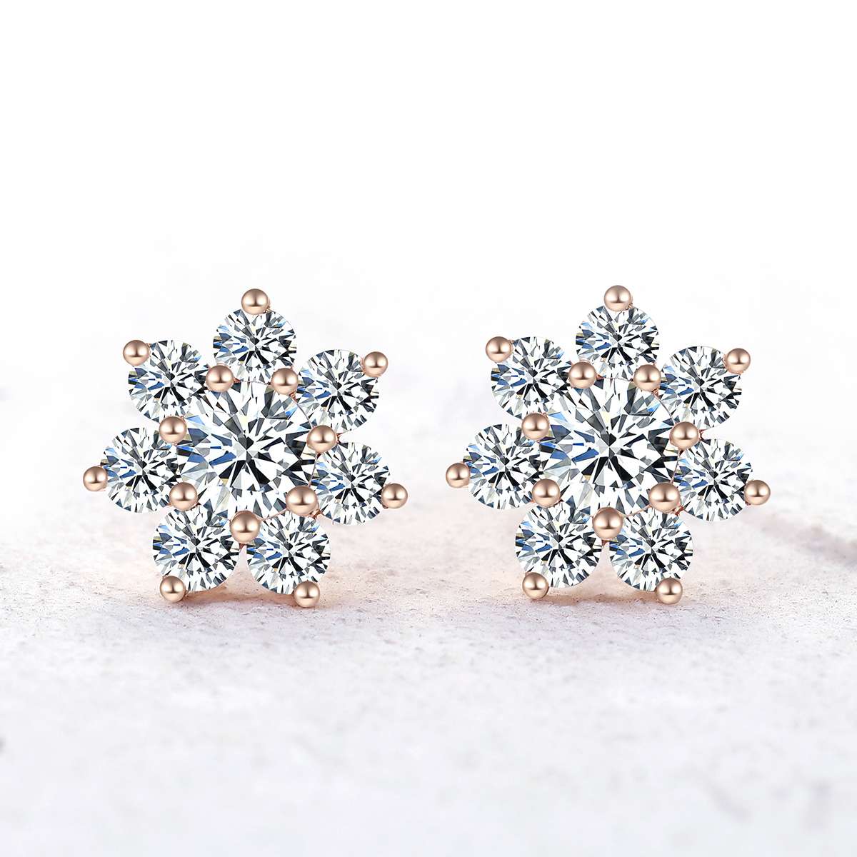 IMG_2992 *Gorgeous Vintage Style Yellow Gold Moissanite Flower Stud Earrings - Image 1