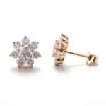 *Gorgeous Vintage Style Yellow Gold Moissanite Flower Stud Earrings - Image 2