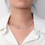 Elegant Baguettes Cut Moissanite Tennis Necklace, Sophisticated Anniversary Statement Jewelry For Her - Image 3
