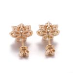 *Gorgeous Vintage Style Yellow Gold Moissanite Flower Stud Earrings - Image 3