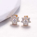 *Gorgeous Vintage Style Yellow Gold Moissanite Flower Stud Earrings - Image 4