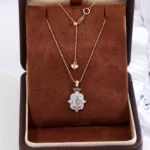 Vintage Emerald Cut Lab Diamond Starburst Halo Pendant |Pendant Only - Image 2