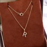 Pavé Diamond Initial ‘R’ Pendant in 18k Yellow Gold | Pendant Only - Image 3