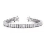 17ctw Full Eternity Tennis Bracelet Featuring Vertical Set Emerald Cut Moissanite Statement Gemstones