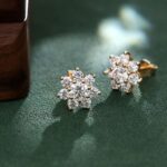 *Gorgeous Vintage Style Yellow Gold Moissanite Flower Stud Earrings - Image 6