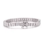 17ctw Full Eternity Tennis Bracelet Featuring Vertical Set Emerald Cut Moissanite Statement Gemstones - Image 2