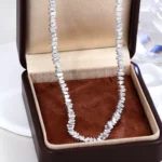 Elegant Baguettes Cut Moissanite Tennis Necklace, Sophisticated Anniversary Statement Jewelry For Her - Image 5