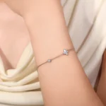 18k White Gold Marquise Diamond Clover Station Bracelet - Image 4