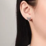 Pavé Lab Diamond Bow Drop Earrings with Oval Cut Dangle(Earring backs not included) - Image 4