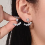 Versatile Round Lab Diamond Ear Jacket Earrings in 18k White Gold (Earring backs not included) - Image 5
