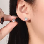 Classic Round Lab Diamond Stud Earrings in 18k Yellow Gold | With UFO Earring Backs - Image 4