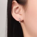 Marquise Leaf & Round Lab Diamond Drop Earrings in 18k Yellow Gold(Earring backs not included) - Image 4