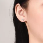 Solitaire Heart Cut Lab Diamond Stud Earrings in 18k White Gold(Earring backs not included) - Image 4