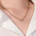 Modern Mixed Chain Diamond Oval Pendant Necklace in 18k Yellow Gold - Image 5