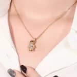 1 Carat Oval Lab Diamond Teddy Bear Pendant in 18k Yellow Gold(pendant only) - Image 6