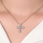 Art Deco Baguette and Round Diamond Cross Pendant in 18k White Gold(pendant only) - Image 5
