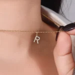Pavé Diamond Initial ‘R’ Pendant in 18k Yellow Gold | Pendant Only - Image 5