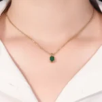Classic Emerald Cut Emerald Solitaire Pendant | Pendant Only - Image 4