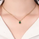 Classic Emerald Cut Emerald Solitaire Pendant | Pendant Only