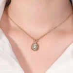 Radiant Cut Lab Diamond Halo Pendant with Rope Frame | Pendant Only - Image 4