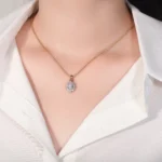 Vintage Emerald Cut Lab Diamond Starburst Halo Pendant |Pendant Only - Image 3