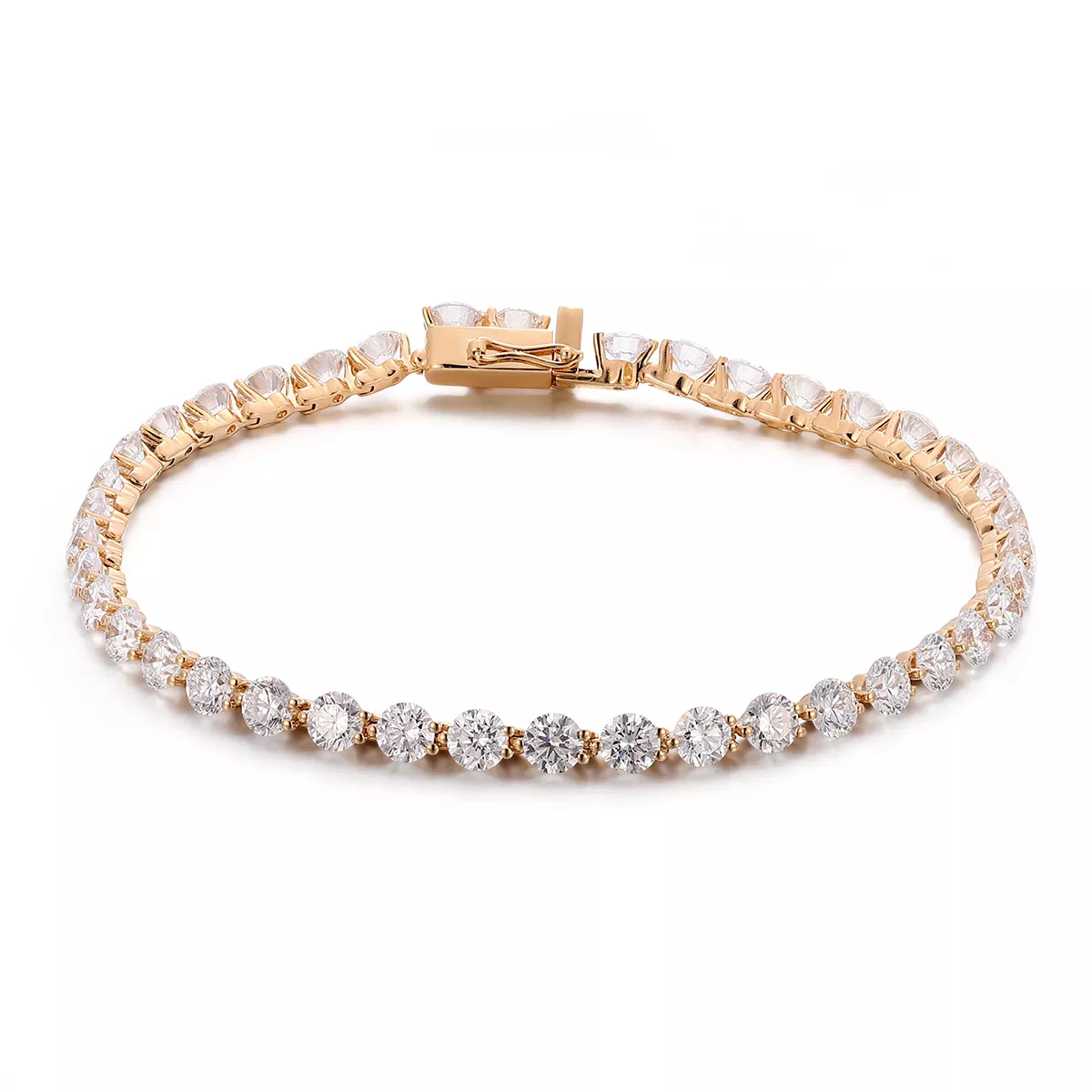IMG_3586 Round Cut Lab Diamond Tennis Bracelet Classic Prong Set Design - Image 1