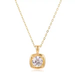 1ct Round Cut Lab Diamond Pendant Cushion Frame Solitaire Style