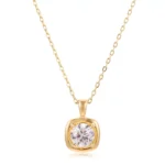 1ct Round Cut Lab Diamond Pendant Cushion Frame Solitaire Style (Pendant Only)