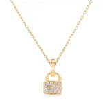 Round Cut Lab Diamond Pendant Necklace Mini Padlock Charm Style (Pendant Only)