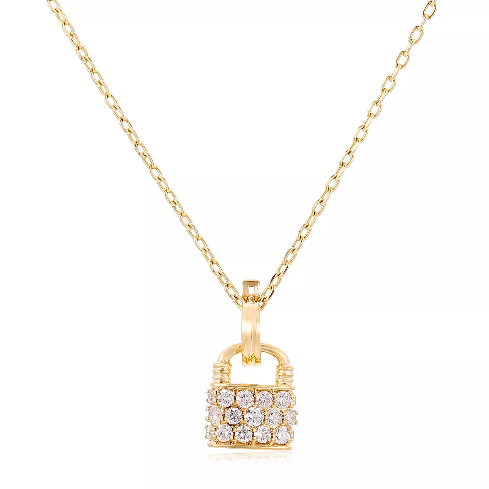 IMG_3611 Round Cut Lab Diamond Pendant Necklace Mini Padlock Charm Style (Pendant Only) - Image 1