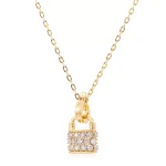 Round Cut Lab Diamond Pendant Necklace Mini Padlock Charm Style