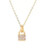 Round Cut Lab Diamond Pendant Necklace Mini Padlock Charm Style (Pendant Only) - Image 2