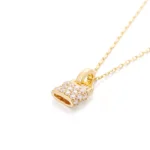 Round Cut Lab Diamond Pendant Necklace Mini Padlock Charm Style (Pendant Only) - Image 3