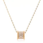 Round Cut Lab Diamond Pendant Necklace Paved Barrel Charm Style (Pendant Only)