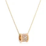 Round Cut Lab Diamond Pendant Necklace Paved Barrel Charm Style (Pendant Only) - Image 2