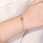 Vintage Starburst Emerald Bracelet with Brushed Gold Disc - Image 3